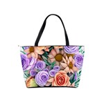 Cheerful and Captivating Watercolor Flowers Classic Shoulder Handbag Back