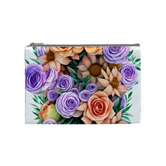 Cheerful And Captivating Watercolor Flowers Cosmetic Bag (medium) by GardenOfOphir