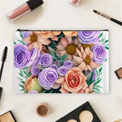 Cheerful And Captivating Watercolor Flowers Cosmetic Bag (large) by GardenOfOphir