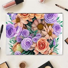 Cheerful And Captivating Watercolor Flowers Cosmetic Bag (xl) by GardenOfOphir