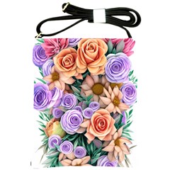 Cheerful And Captivating Watercolor Flowers Shoulder Sling Bag by GardenOfOphir