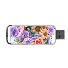 Cheerful And Captivating Watercolor Flowers Portable Usb Flash (one Side) by GardenOfOphir