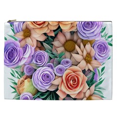 Cheerful And Captivating Watercolor Flowers Cosmetic Bag (xxl) by GardenOfOphir