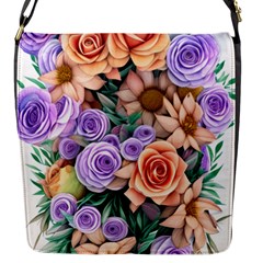 Cheerful And Captivating Watercolor Flowers Flap Closure Messenger Bag (s) by GardenOfOphir