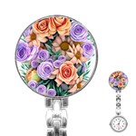 Cheerful and Captivating Watercolor Flowers Stainless Steel Nurses Watch Front