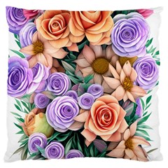 Cheerful And Captivating Watercolor Flowers Standard Premium Plush Fleece Cushion Case (two Sides) by GardenOfOphir