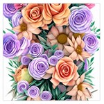 Cheerful and Captivating Watercolor Flowers Square Satin Scarf (36  x 36 ) Front