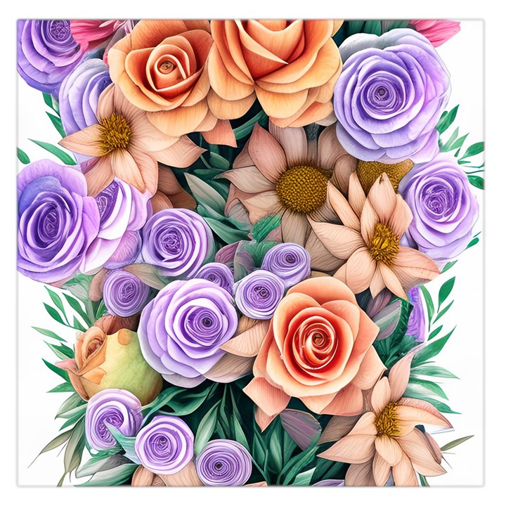 Cheerful and Captivating Watercolor Flowers Square Satin Scarf (36  x 36 )