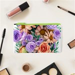 Cheerful and Captivating Watercolor Flowers Cosmetic Bag (XS) Front