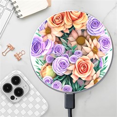 Cheerful And Captivating Watercolor Flowers Wireless Fast Charger(white) by GardenOfOphir