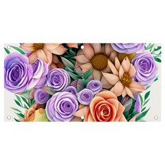 Cheerful And Captivating Watercolor Flowers Banner And Sign 4  X 2 