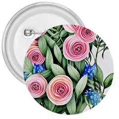 County Charm – Watercolor Flowers Botanical 3  Buttons by GardenOfOphir