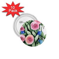 County Charm – Watercolor Flowers Botanical 1 75  Buttons (10 Pack) by GardenOfOphir