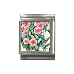 County Charm – Watercolor Flowers Botanical Italian Charm (13mm)