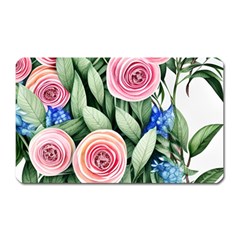 County Charm – Watercolor Flowers Botanical Magnet (rectangular) by GardenOfOphir