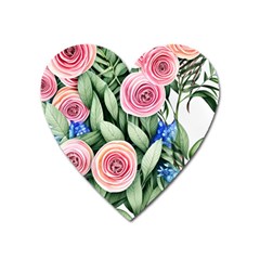 County Charm – Watercolor Flowers Botanical Heart Magnet by GardenOfOphir