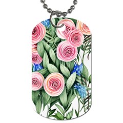 County Charm – Watercolor Flowers Botanical Dog Tag (one Side) by GardenOfOphir