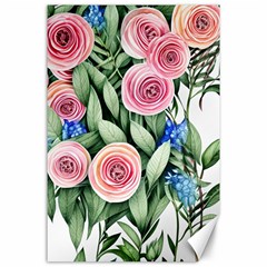 County Charm – Watercolor Flowers Botanical Canvas 24  X 36  by GardenOfOphir