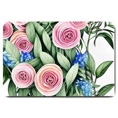 County Charm – Watercolor Flowers Botanical Large Doormat by GardenOfOphir