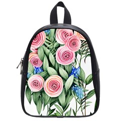 County Charm – Watercolor Flowers Botanical School Bag (small) by GardenOfOphir