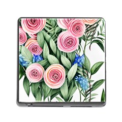 County Charm – Watercolor Flowers Botanical Memory Card Reader (square 5 Slot) by GardenOfOphir