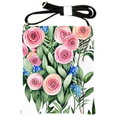 County Charm – Watercolor Flowers Botanical Shoulder Sling Bag by GardenOfOphir