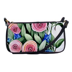 County Charm – Watercolor Flowers Botanical Shoulder Clutch Bag by GardenOfOphir