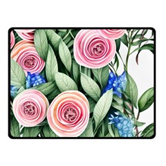 County Charm – Watercolor Flowers Botanical One Side Fleece Blanket (small) by GardenOfOphir