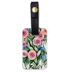 County Charm – Watercolor Flowers Botanical Luggage Tag (one Side) by GardenOfOphir