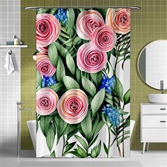 County Charm – Watercolor Flowers Botanical Shower Curtain 48  X 72  (small)  by GardenOfOphir