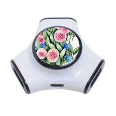 County Charm – Watercolor Flowers Botanical 3-port Usb Hub by GardenOfOphir