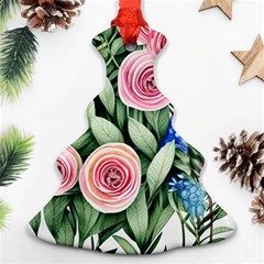 County Charm – Watercolor Flowers Botanical Christmas Tree Ornament (two Sides) by GardenOfOphir