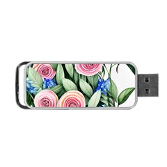 County Charm – Watercolor Flowers Botanical Portable Usb Flash (two Sides) by GardenOfOphir