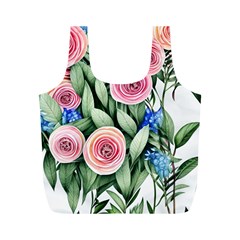 County Charm – Watercolor Flowers Botanical Full Print Recycle Bag (m) by GardenOfOphir