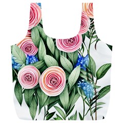 County Charm – Watercolor Flowers Botanical Full Print Recycle Bag (xl) by GardenOfOphir