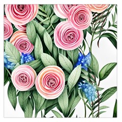 County Charm – Watercolor Flowers Botanical Square Satin Scarf (36  X 36 ) by GardenOfOphir