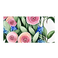 County Charm – Watercolor Flowers Botanical Satin Wrap 35  X 70  by GardenOfOphir