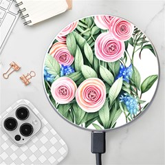 County Charm – Watercolor Flowers Botanical Wireless Fast Charger(white) by GardenOfOphir