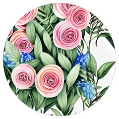 County Charm – Watercolor Flowers Botanical Round Trivet by GardenOfOphir