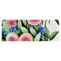 County Charm – Watercolor Flowers Botanical Banner And Sign 8  X 3  by GardenOfOphir