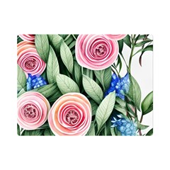 County Charm – Watercolor Flowers Botanical One Side Premium Plush Fleece Blanket (mini) by GardenOfOphir