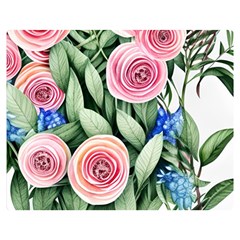 County Charm – Watercolor Flowers Botanical One Side Premium Plush Fleece Blanket (medium)