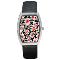 Charming And Celestial Watercolor Flowers Barrel Style Metal Watch by GardenOfOphir