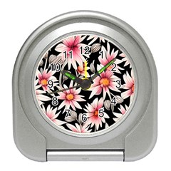 Charming And Celestial Watercolor Flowers Travel Alarm Clock by GardenOfOphir