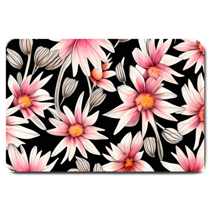 Charming and Celestial Watercolor Flowers Large Doormat