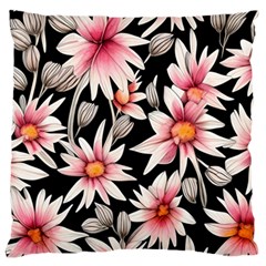 Charming And Celestial Watercolor Flowers Large Premium Plush Fleece Cushion Case (two Sides) by GardenOfOphir