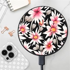 Charming And Celestial Watercolor Flowers Wireless Fast Charger(black)