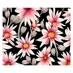 Charming And Celestial Watercolor Flowers One Side Premium Plush Fleece Blanket (small)