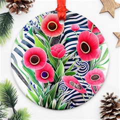 Cherished Blooms – Watercolor Flowers Botanical Ornament (round) by GardenOfOphir