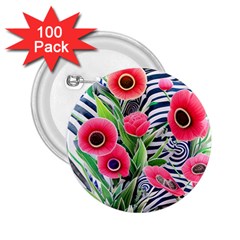 Cherished Blooms – Watercolor Flowers Botanical 2 25  Buttons (100 Pack)  by GardenOfOphir